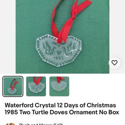 Waterford Crystal 12 Days of Christmas 1985 Two Turtle Doves Ornament No Box