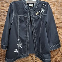 Alfred Dunner women's open front black Embellished jacket size 22W - EASTER WEEK ONLY- SALE