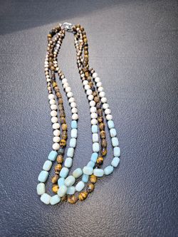 Fresh water pearls and tiger's eye quartz necklace