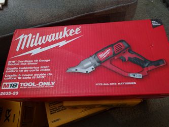 New Milwaukee M18 cordless 18 gauge double cut shear... tool only.$200