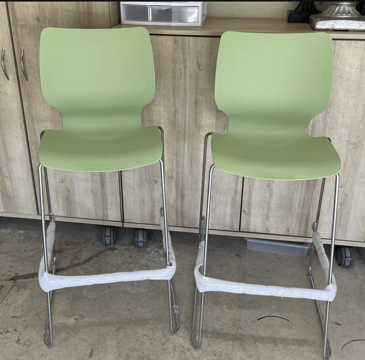 Apple Green Bar Stools  Steel Frames  