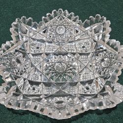 Vintage ABP Cut Glass Crystal Candy Or Serving Dish, Fruit, Nut Bowl 6.5"
