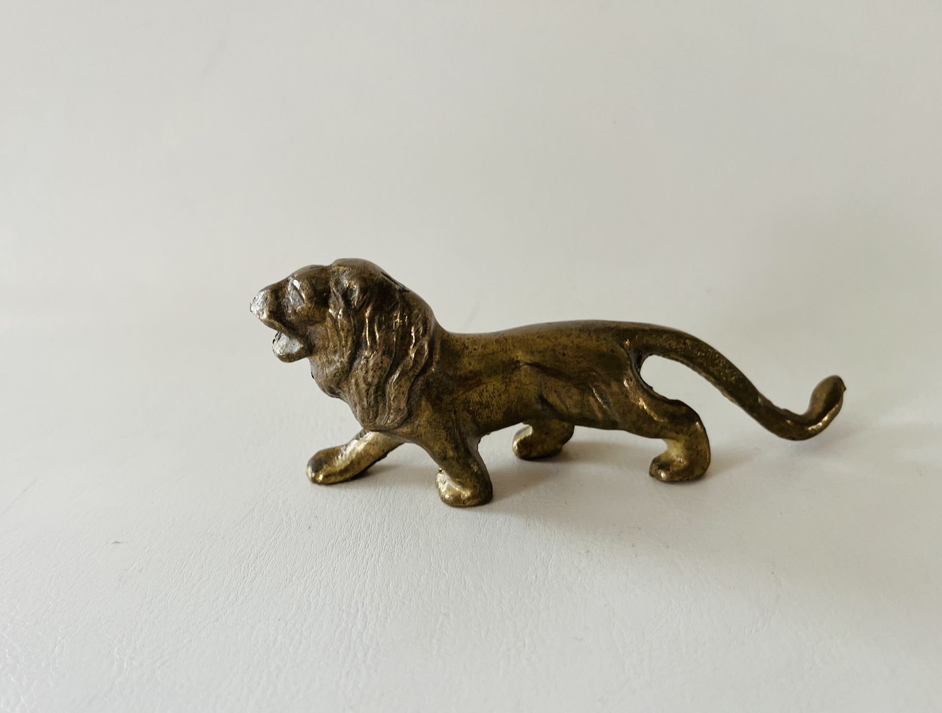 Antique Brass Lion Figurine