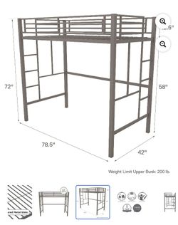 Grey Loft Bed With Mattress Included!