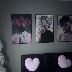 3 Piece White Wood Frame Canvas Wall Decor