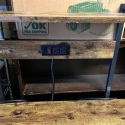 Wooden Shelving Unit With Power Strip