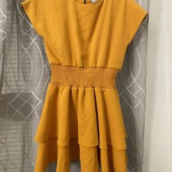 Girls Size 12 Mustard Yellow Stylish Dress 