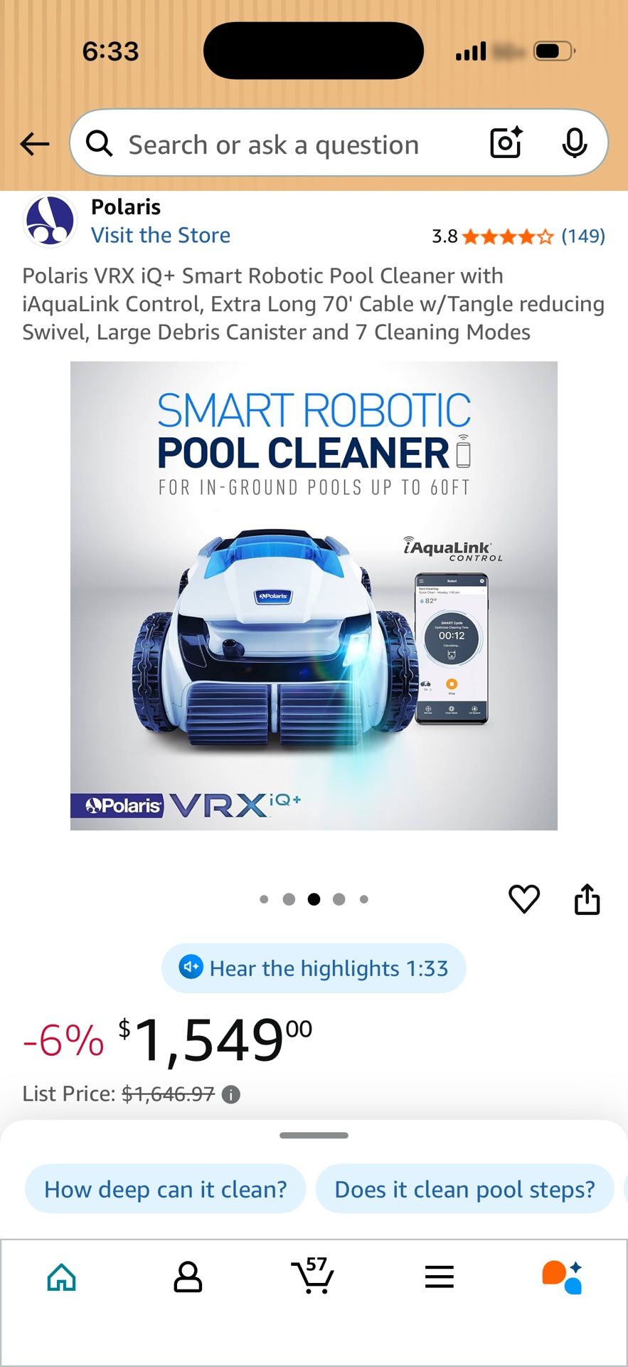 Pool Cleaner NEW Polaris VRX