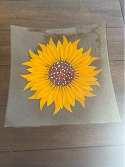 Sunflower glass plate Euro Ceramica  design plate from Turkey