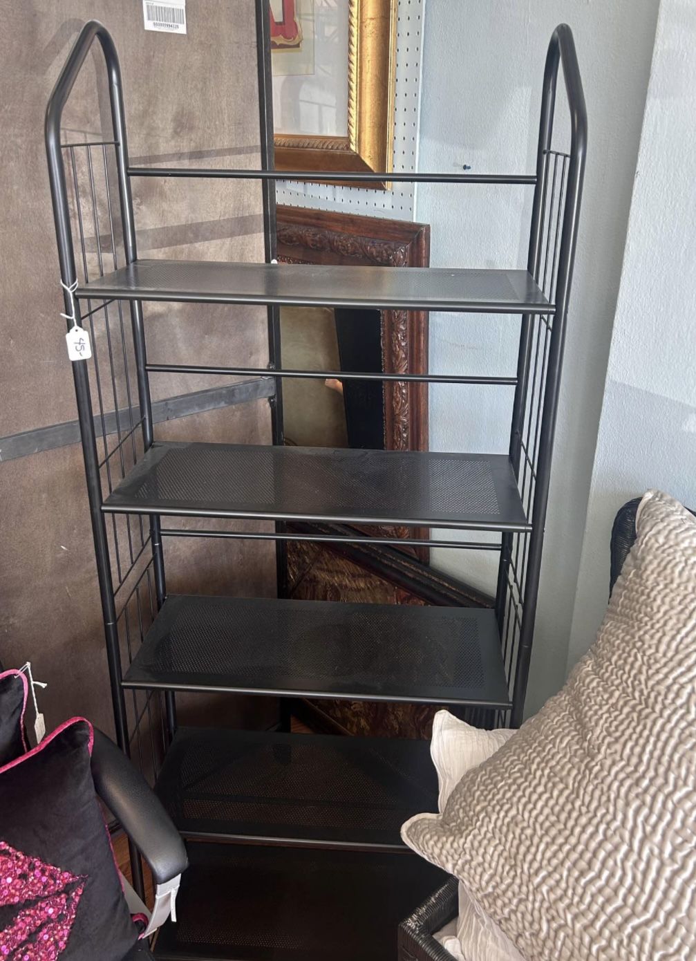 5 shelf black metal shelving unit