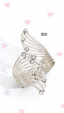 $ 20.00 New Stainless Steel Cuff Bracelet Rhinestones Accents 