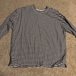 Navy blue and white striped long sleeve