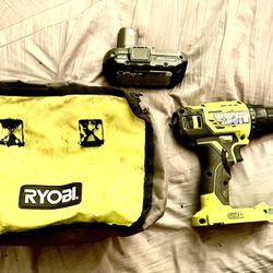 Ryobi Power Drill And Battery W/Bag