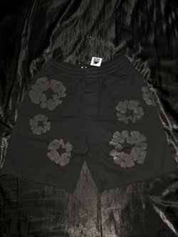 Denim Tears The Cotton Wreath Sweat Shorts, Black, Size S, M & L