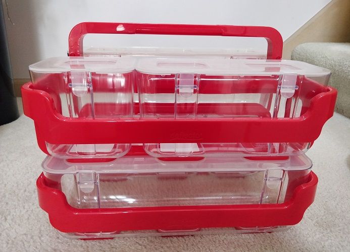 NEW Storage Stacking Caddy ~ TWO for $20! ~ store & organize art supplies sewing thread nuts bolts washers screws buttons nails ~ portable containers