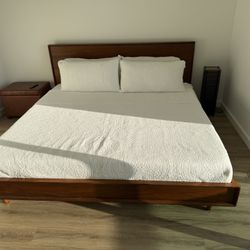 Crate & Barrel King Bed – Solid Wood Frame