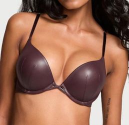 Victoria's Secret Brown Underwire faux leather  bombshell bra Sz 36D New