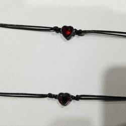 Red and Silver Heart Choker
