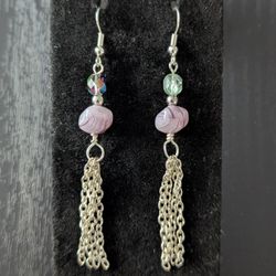 ✨ Iridescent Purple Dangle Chain Earrings ✨
