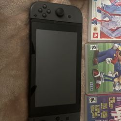 Nintendo Switch With Gray Controllers + 3 Games
