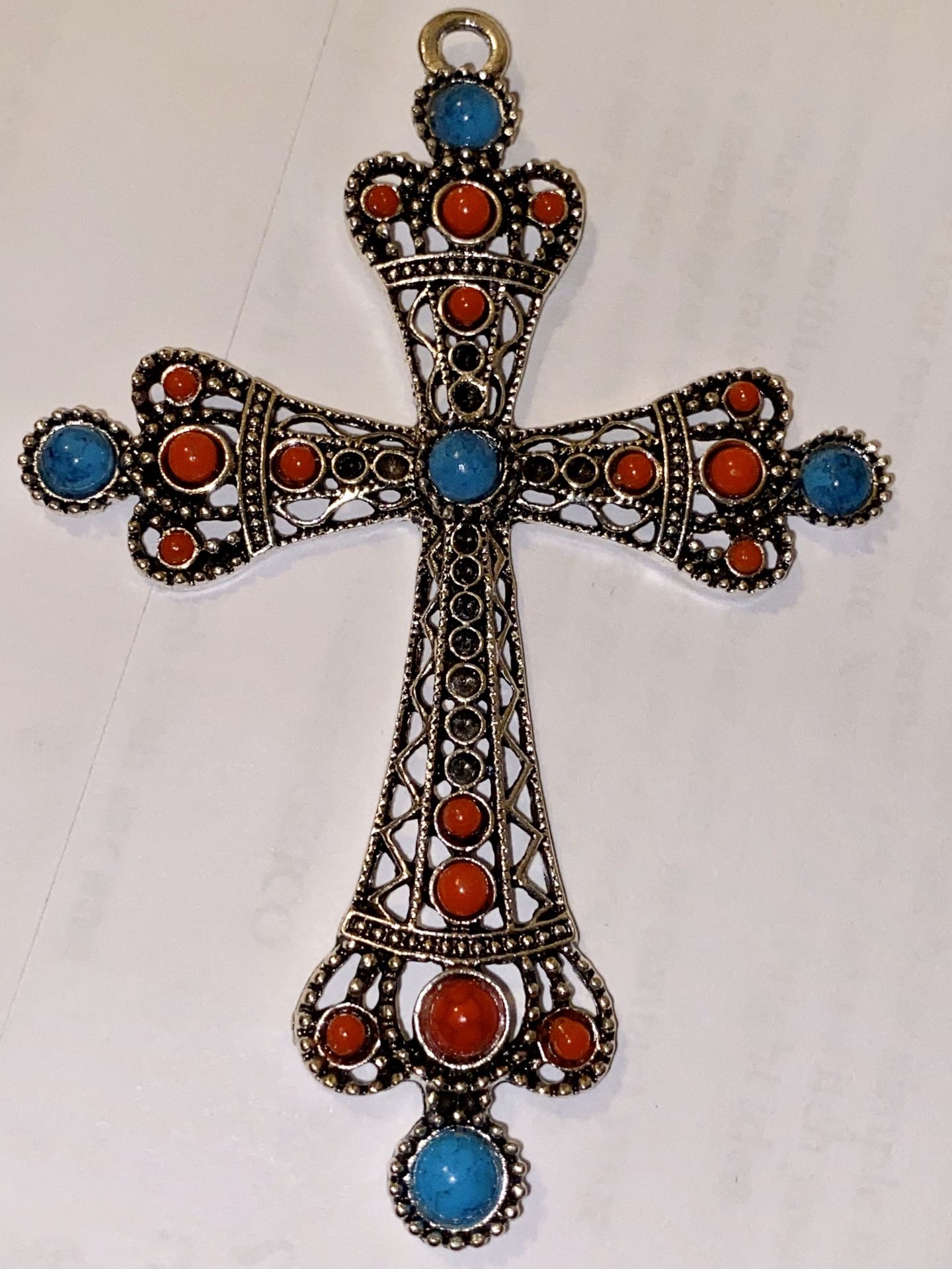 Big/Turkish/turquoise/cross-pendant/antique