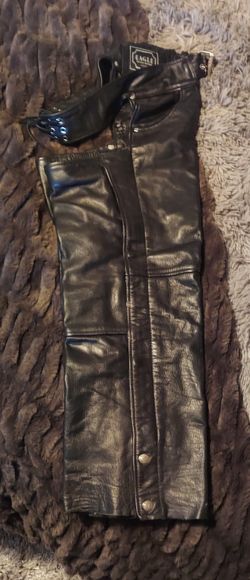 Leather Motorcycle Riding Chaps Sz. M (short)