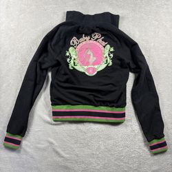 Vintage Y2k Baby Phat  Track Jacket Women’s M Black Rhinestone Baby Doll #2761