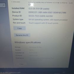 Hp Touch Screen Windows 10 Pro 12 G DDR 4 Ram