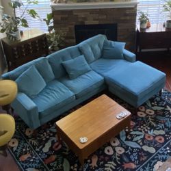 Blue Velvet Reversible Chaise sofa