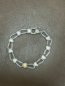 Tiffany & Co. Heart Lock Combi Bracelet Sterling Silver 18K Yellow Gold
