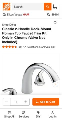 Delta Classic 2-Handle Roman Tub Faucet Trim Kit Chrome