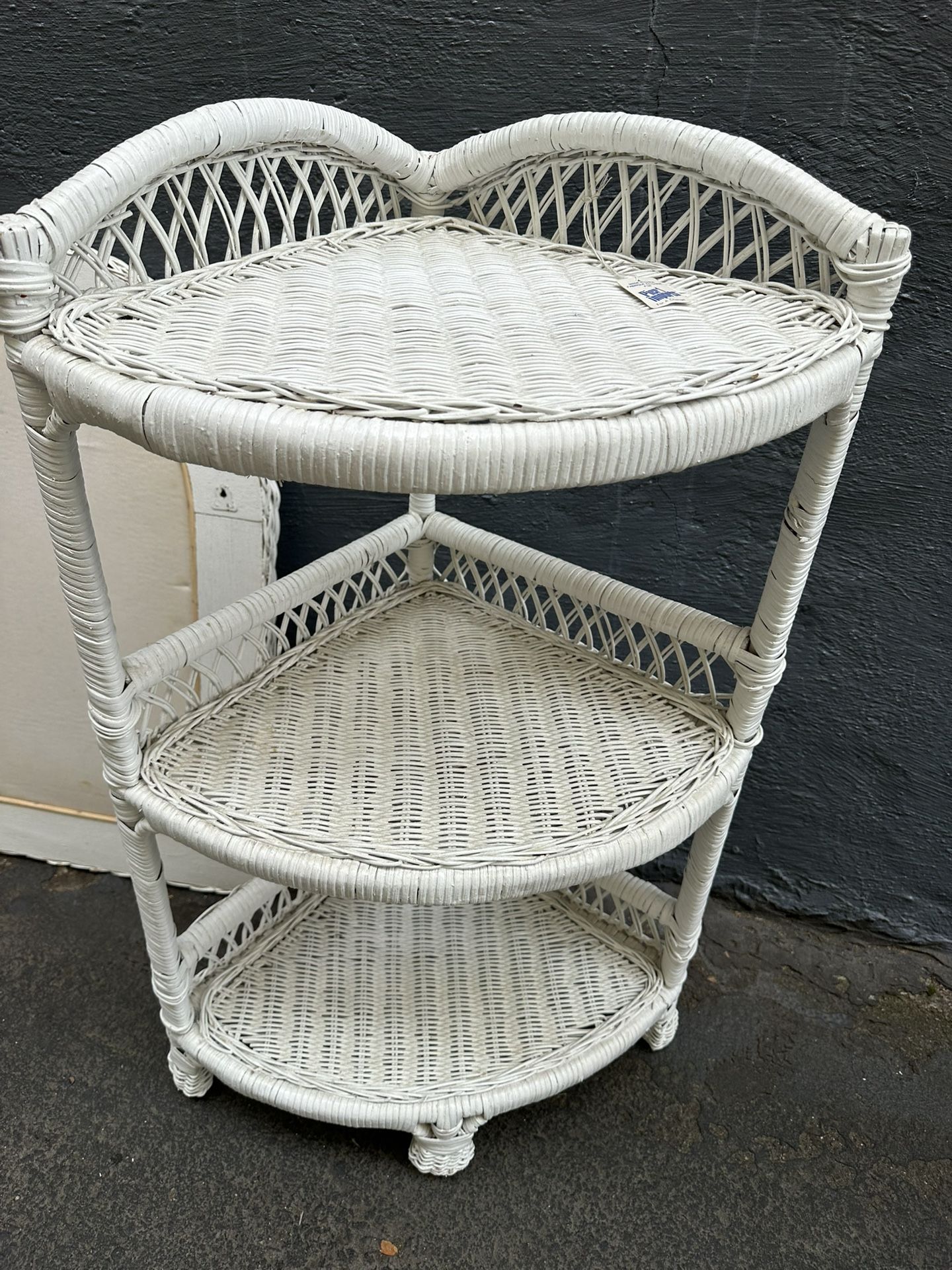 Vintage White Wicker Corner Shelf Pier 1 Imports