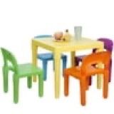 ZENSTYLE Colorful Children Kids Table with Four Chairs Plastic Toddler Table