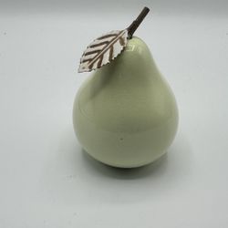 Vintage Artificial Life Size Glazed Metal Pear Kitchen Décor Paperweight 