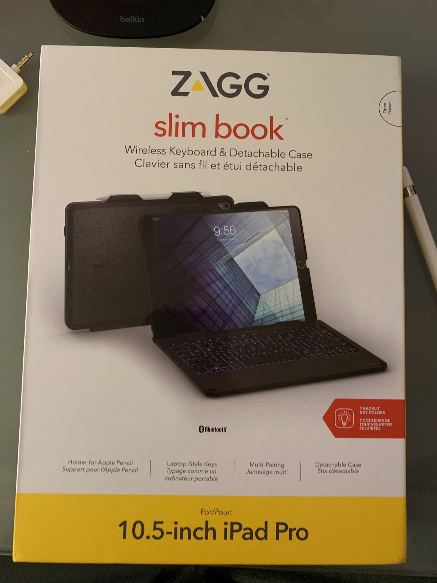 ZAGG slim book Wireless Keyboard & Detachable Case w/Apple Pencil Holder for iPad Pro 10.5