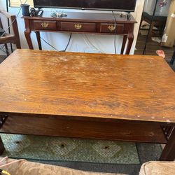 Large Solid Wood Sofa And  Coffee Table