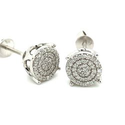 10k White Gold Round Diamond Cluster Earrings .25ctw 1133621 6