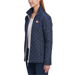 Tommy Hilfiger Lightweight Jacket Women XL Blue Puffer 3 In 1 System All Weather