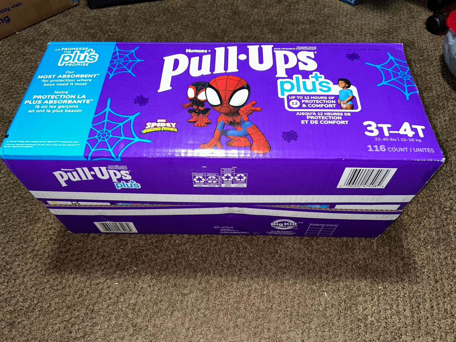 Huggies Pull Up 116 Count Box Size 3T-4T Spidey Amazing Friends