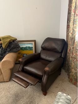 Recliner Chair Dark Brown Leather