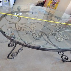 Glass And Iron Coffee Table