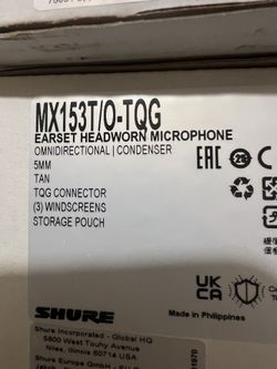 Shure MX153TQ-TQG - Head Worn Condenser Mic - Tan - NEW