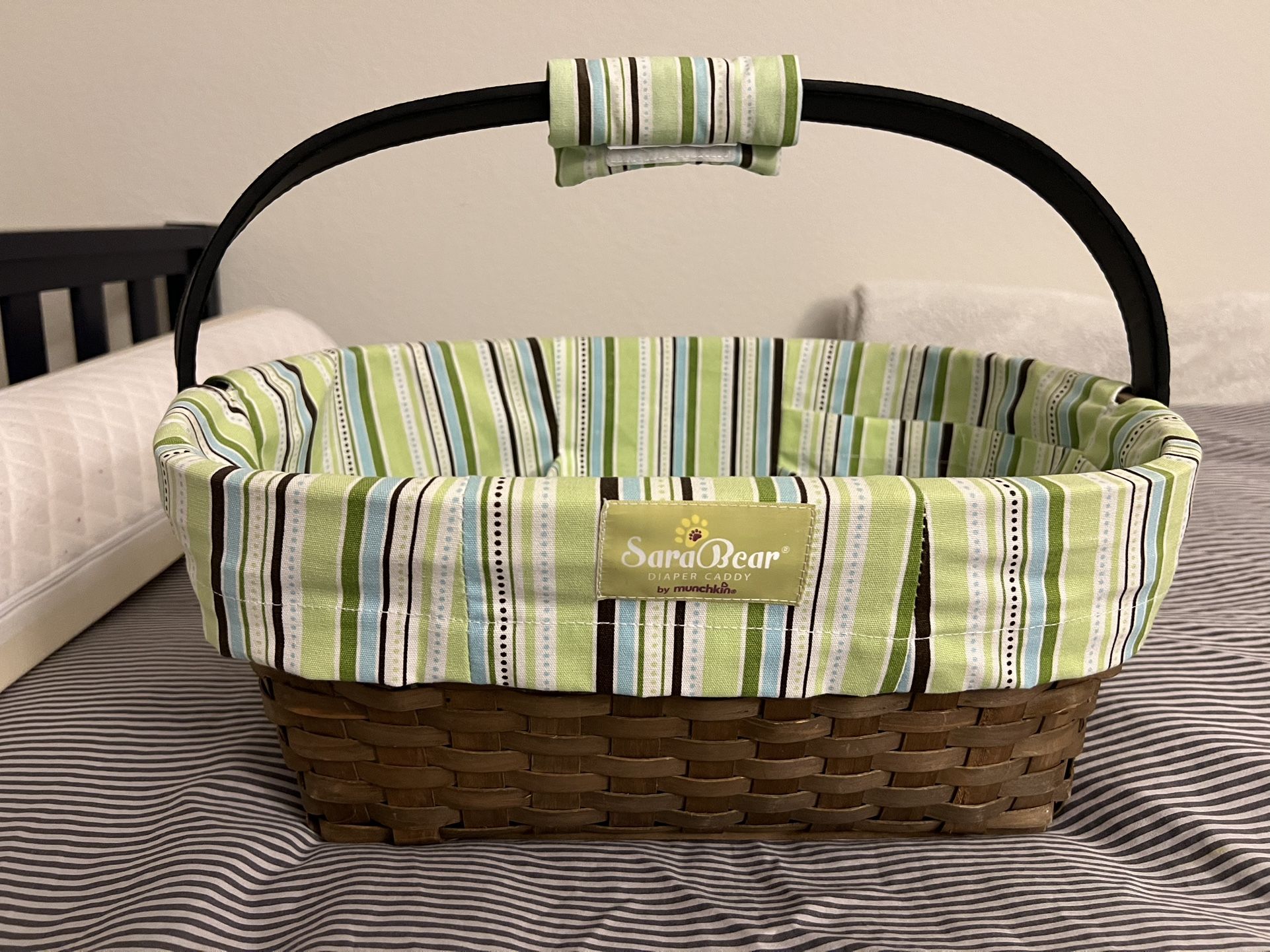 Munchkin Sarabear Portable Diaper Caddy, Green Stripes