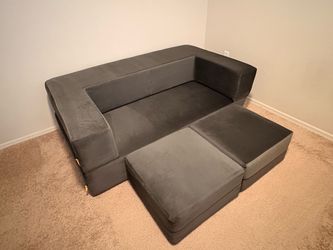 Wayfair / Eugene Queen Sleeper Sofa / Loveseat Charcoal Sofa Bed Like New