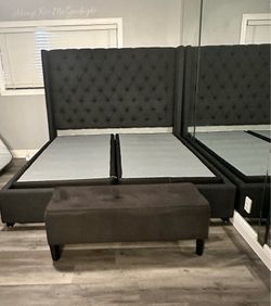 King Upholstered Bed Frame with matching bench