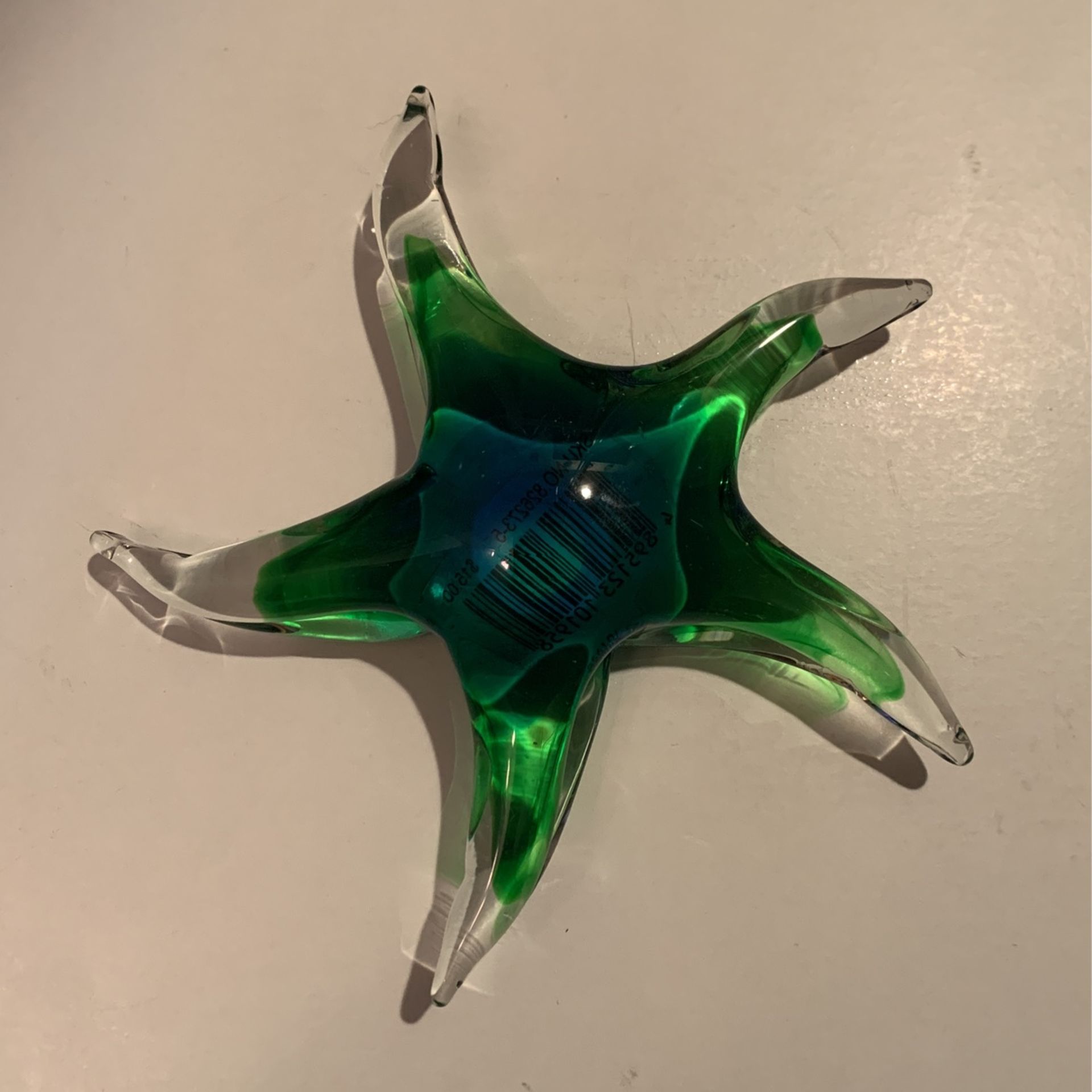 Starfish Art Glass Paperweight Blue/Green Seascape Beach Ocean