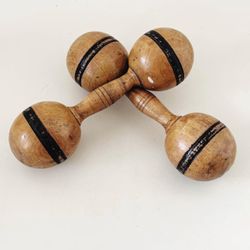 Antique Wood 1lb Barbells 
