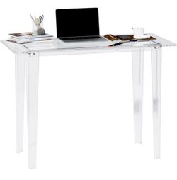 Acrylic Desk - Clear Acrylic Table, Modern Home Office Study Table, Extended Surface Multi-Purpose Console