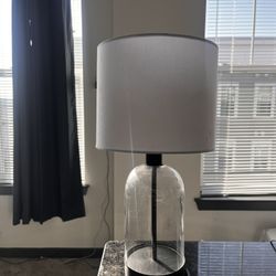 Set of 2 Modern Glass & Black Metal Table Lamps 