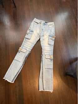 Denim stacked jeans